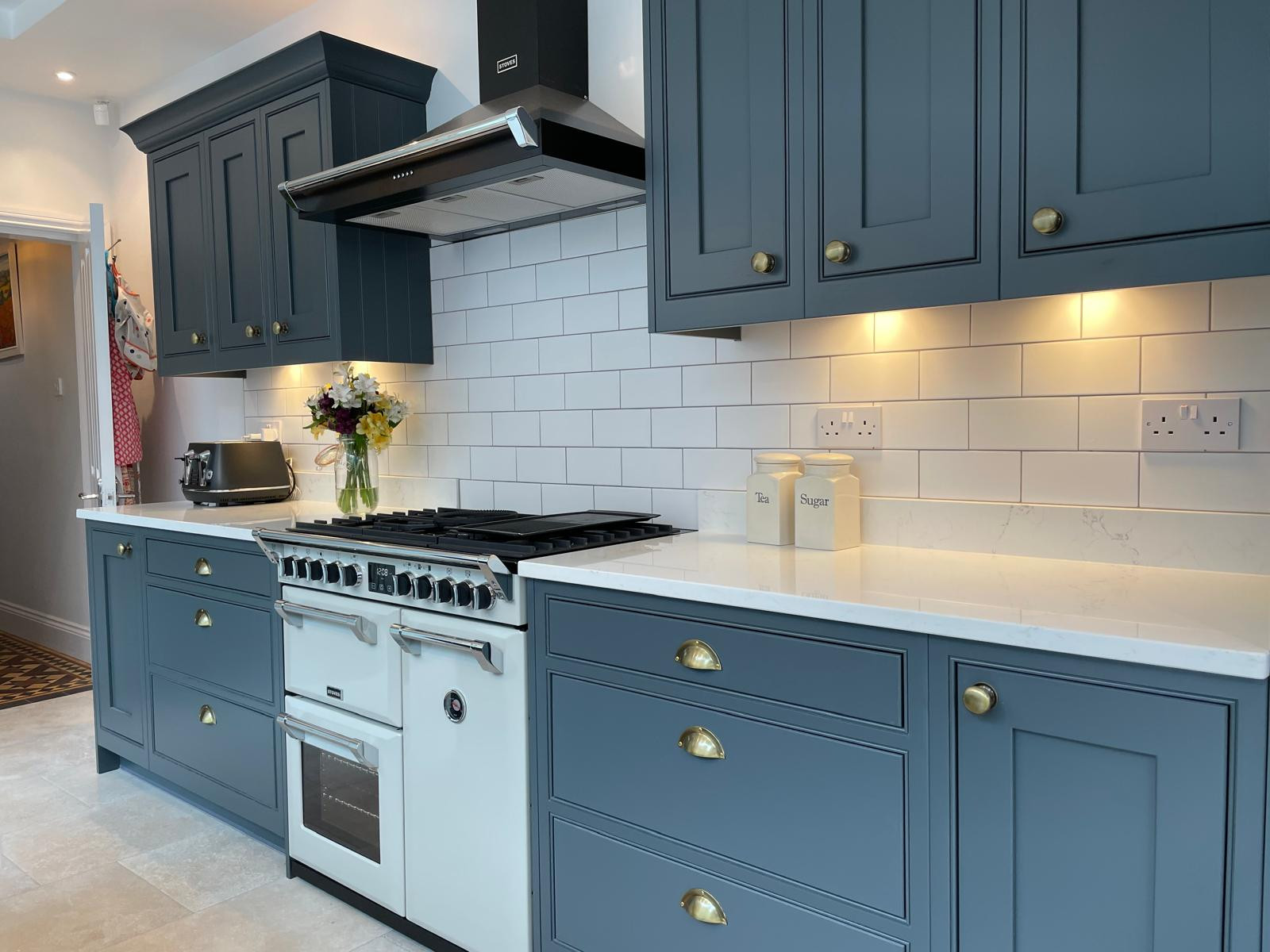 Blue (Old Navy) Burbidge with Grey (Gravel) In-frame Fridge Freezer.