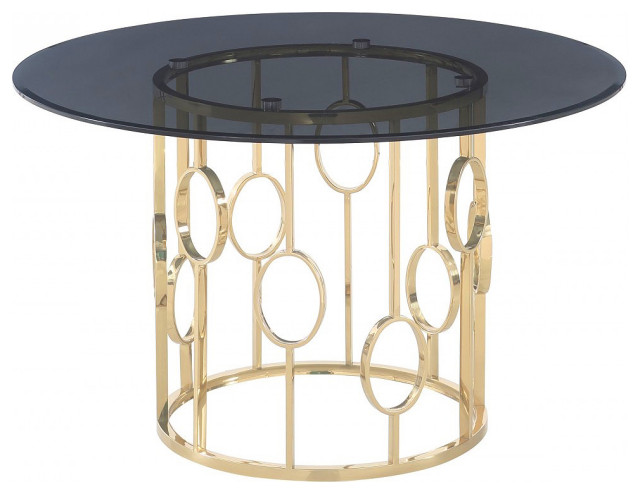 round glass and gold dining table