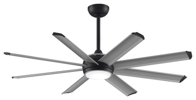 Stellar Ceiling Fan Black With Silver Blades And Light 56