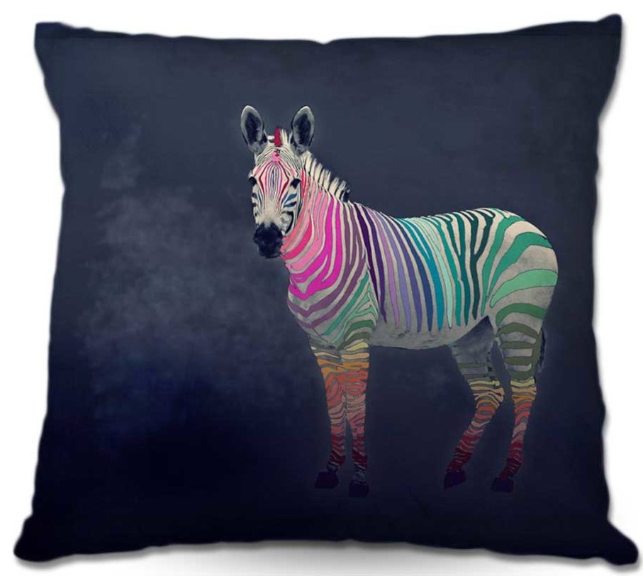 DiaNoche Outdoor Pillows Rainbow Zebra