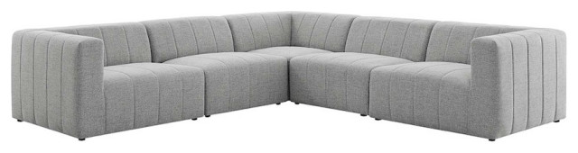 Modway Furniture Bartlett 128" 5 Piece Sectional Sofa, Light Gray -EEI-4531-LGR