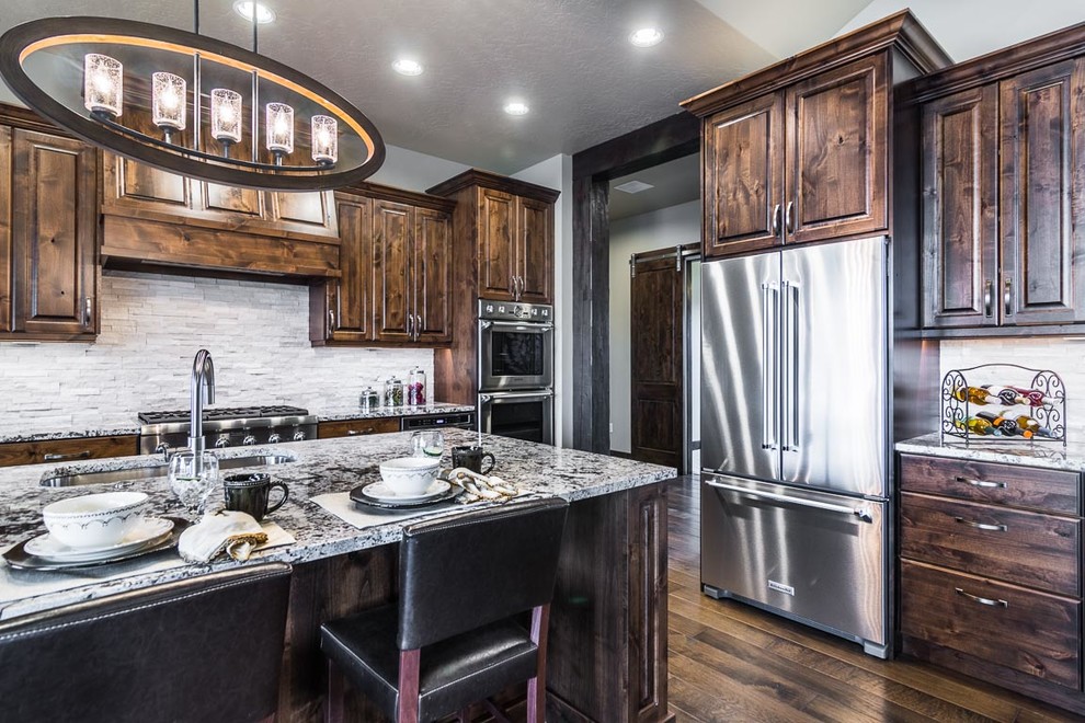 Example of a mountain style kitchen design in Boise