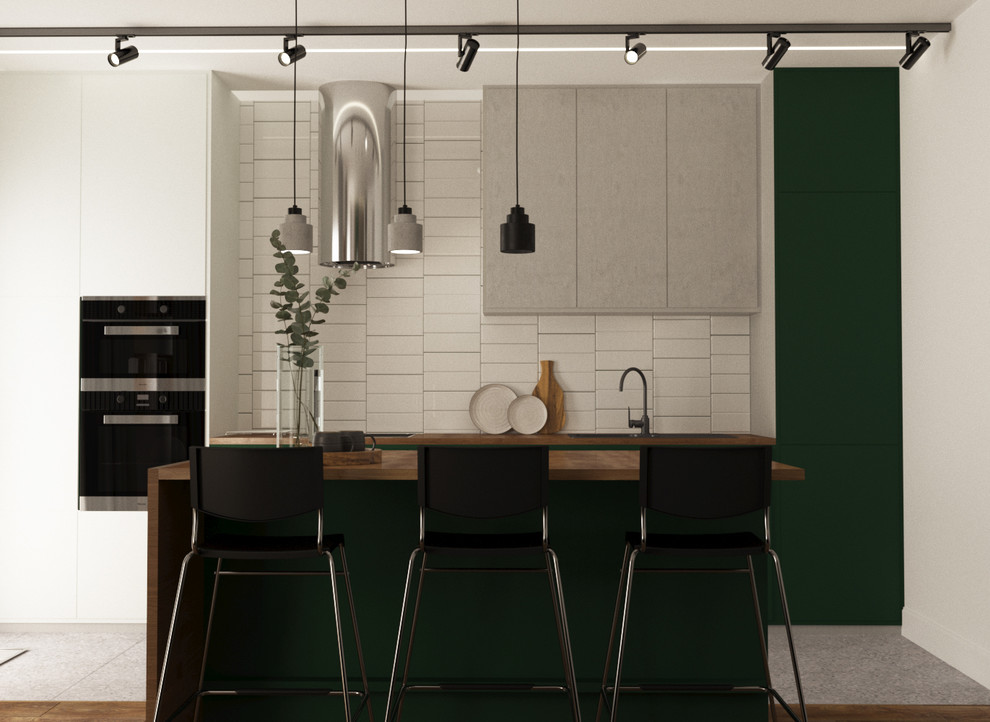 Квартира в оттенках серого и зеленого