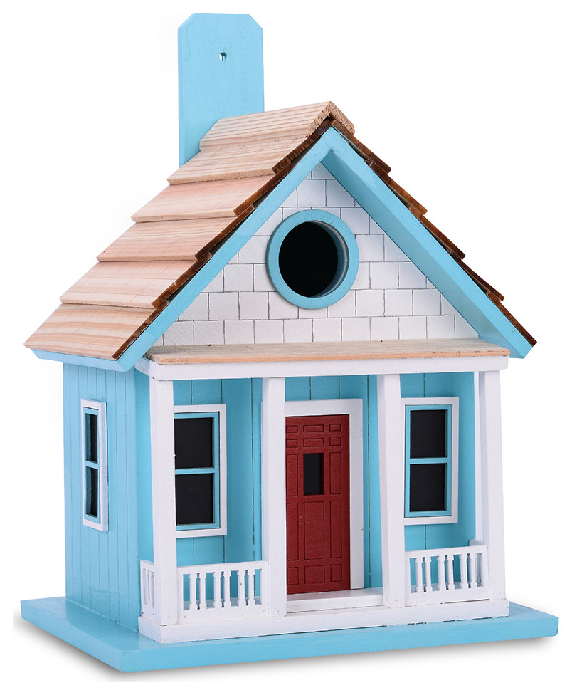 Outdoor Wooden Birdhouse, BirdFriendly Perch (Cape Cod) Contemporary