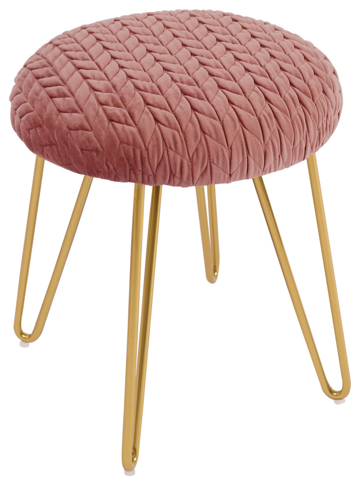 Quilting Hairpin Golden Legs Vanity Stool Midcentury Footstools And