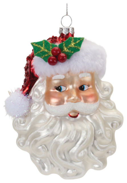 Silver or Gold Glitter Santa Ornament