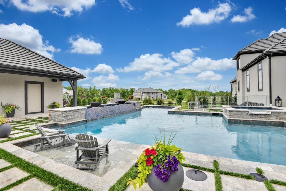 Johnson County Custom Home Builds Pool Kansas City by Fieldstone