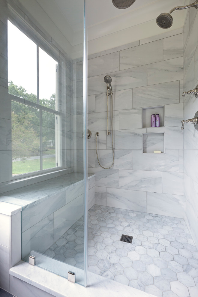 This is an example of a transitional bathroom in Charlotte.