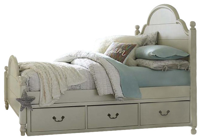 Twin Low Poster Bed With Underbed Storage Drawers Both Sides Twin Low Poster Bed With Underbed Storage Drawers Both Sides Morning Mist Traditional Kids Beds By Emma Mason