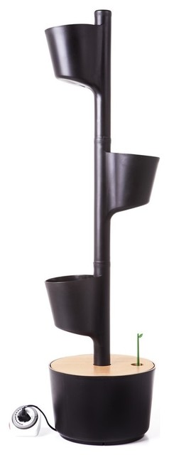 Digital Self-Watering Vertical Garden and Seeds With 3 Planters, Black