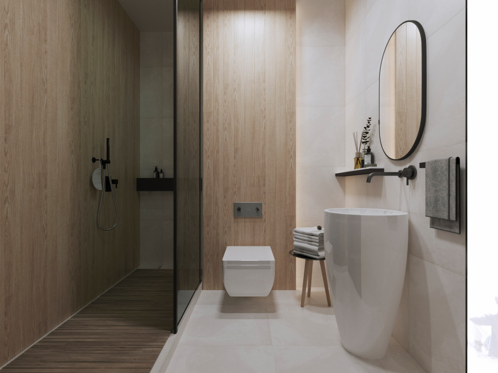 Cette image montre une petite salle de bain minimaliste.