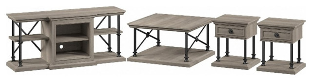 Coliseum 60W TV Stand and Living Room Tables in Driftwood Gray - Engineered Wood