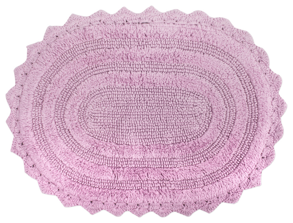 DII Mauve Large Oval Crochet Bath Mat Contemporary Bath Mats by