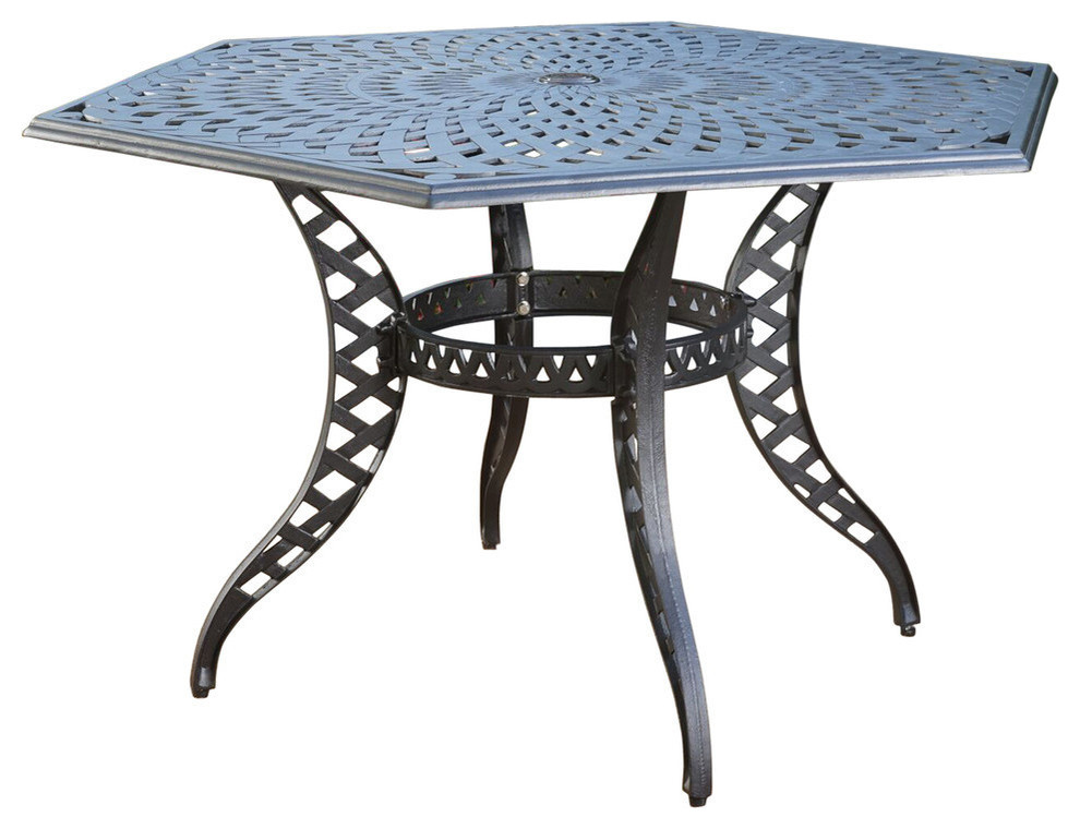 Oskimor Traditional Outdoor Cast Aluminum Hexagonal Dining Table