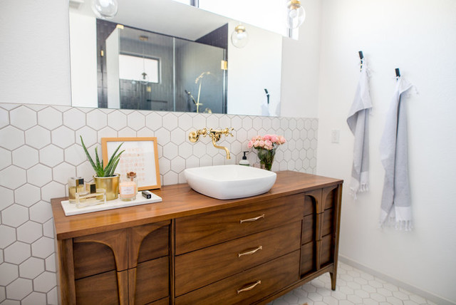 Couple Convert A Midcentury Dresser Into A Knockout Vanity