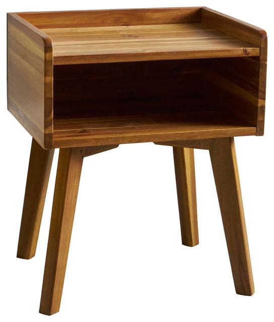 Alanna Natural Stained Acacia Wood Nightstand Midcentury