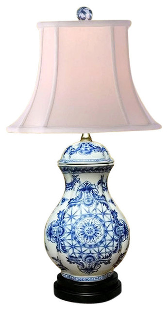 Chinese Blue and White Porcelain Ginger Jar Round Insignia Table Lamp 23.5"