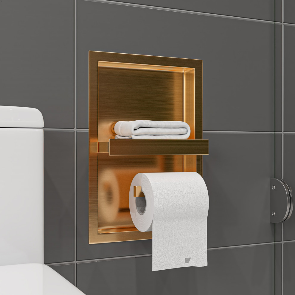 ABTPNP88-BG Brushed Gold PVD Stainless Steel Recessed Toilet Paper ...