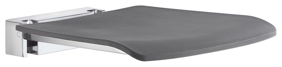Wall Mounted Shower Chair, Polished Chrome/Slate Gray