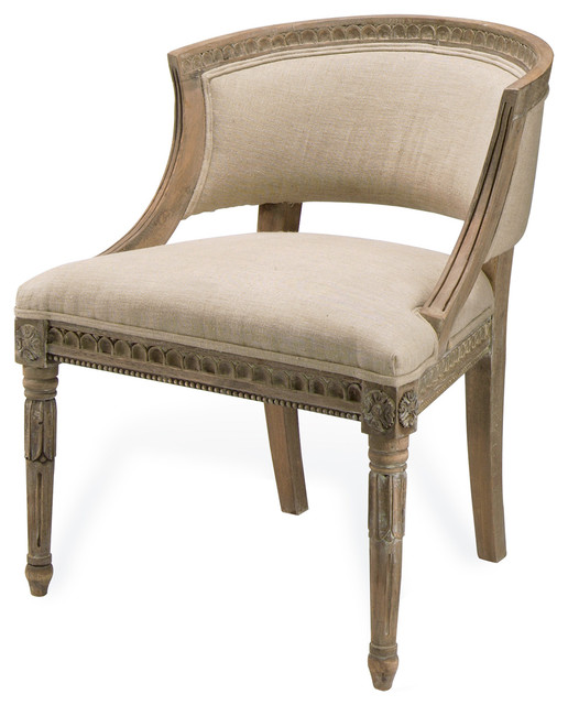 Etta French Country Limed Oak Barrel Back Accent Chair