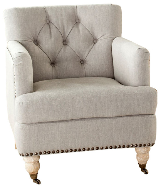 Safavieh Colin Tufted Club Chair With Brass Nail Heads