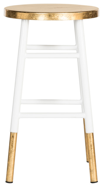 Safavieh Emery Dipped Gold Leaf Counterstool, White