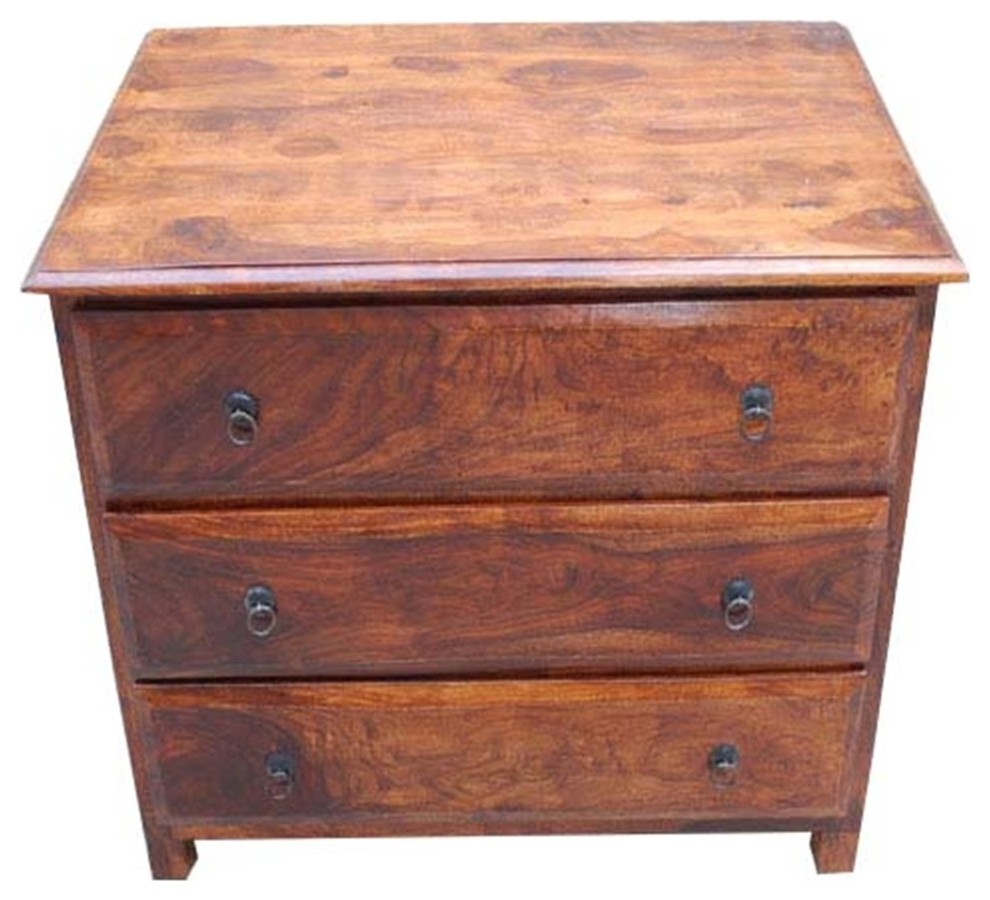 Vermont Rustic Solid Wood 3 Drawer Small Dresser Chest