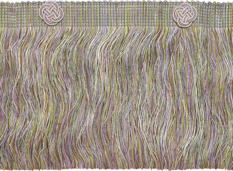 5 Yard Value Pack of 6" Lilac Gold Baroque Coll Eyelash Fringe W/Rosette Style Traditional