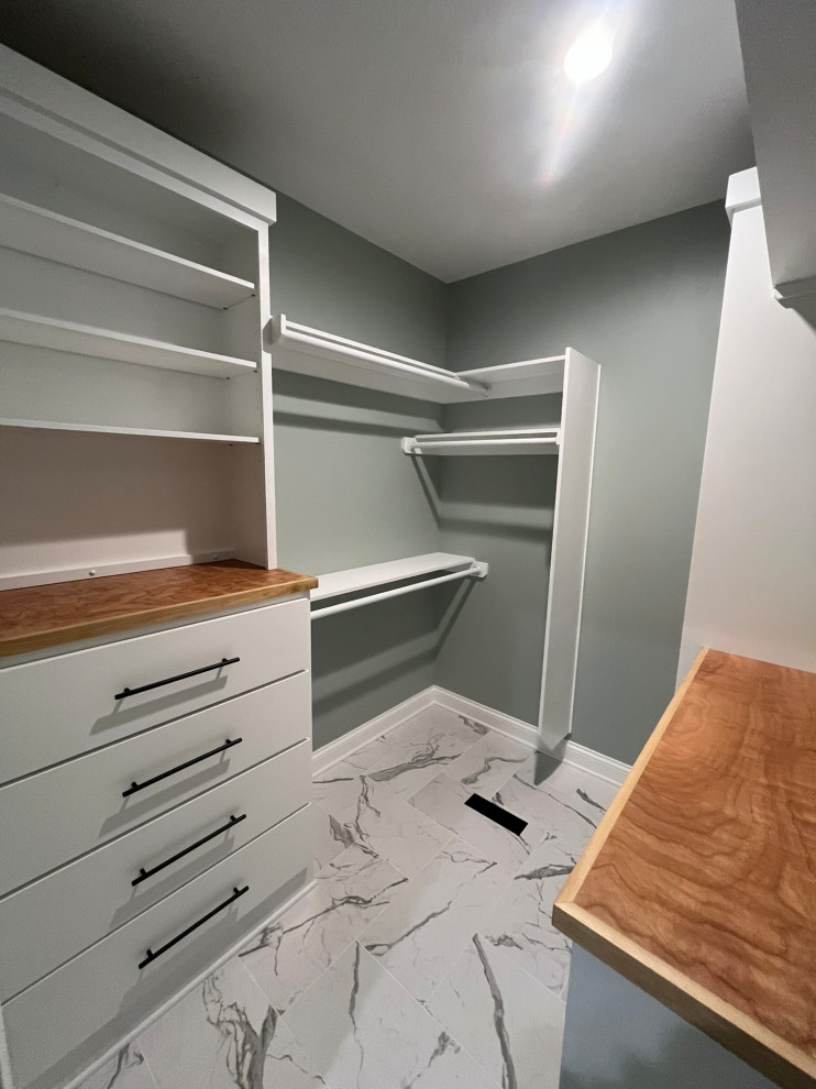Modern Bathroom with Dual Vanities and Walk-In Shower