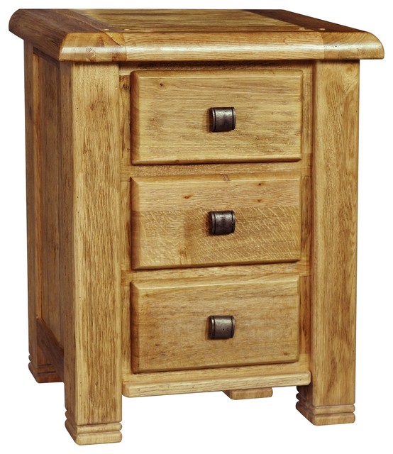 Oak York 3Drawer Nightstand Rustic Nightstands And Bedside Tables