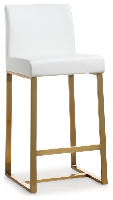 Denmark White Gold Steel Counter Stool (set Of 2) - Contemporary - Bar