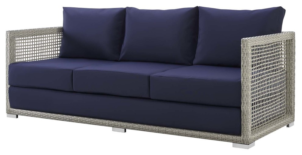 Modern Urban Living Outdoor Lounge Sofa Rattan Wicker Tropical Sofas By House Bound - Aura Gray Wicker Outdoor Sofa With White Cushions By Modway Modern Urban Living Outdoor Lounge Sofa Rattan Wicker Tropical Sofas By House Bound - Aura Gray Wicker Outdoor Sofa With White Cushions By Modway