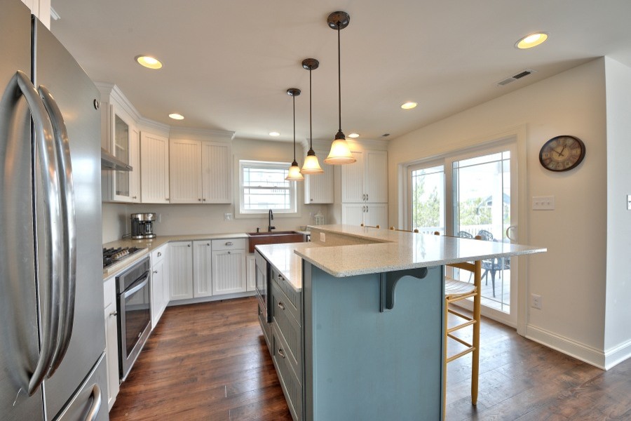 This is an example of a large beach style kitchen in Philadelphia.