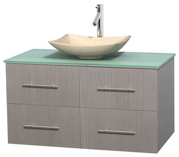 Eco Friendly Single Vanity With Green Glass Countertop