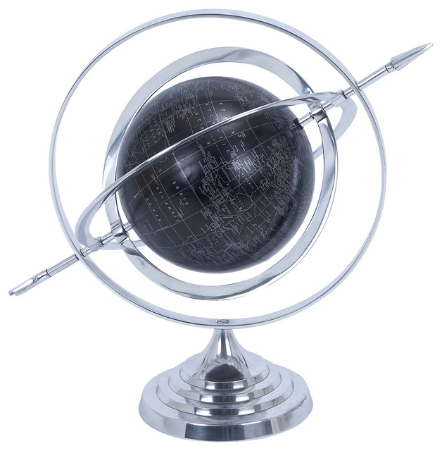 Urban Designs Armillary Sphere World Globe Table and Studio Decor, Silver