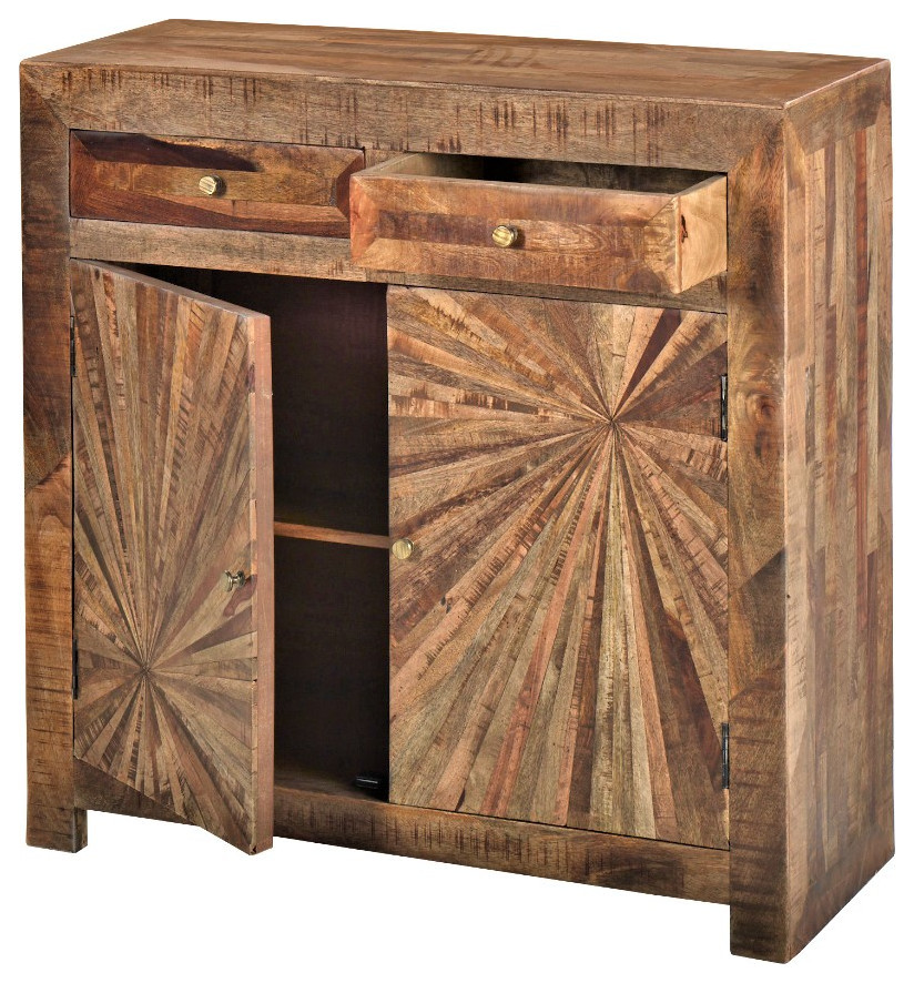40" Reclaimed Mango Wood Small Accent with 2 Drawers and 2
