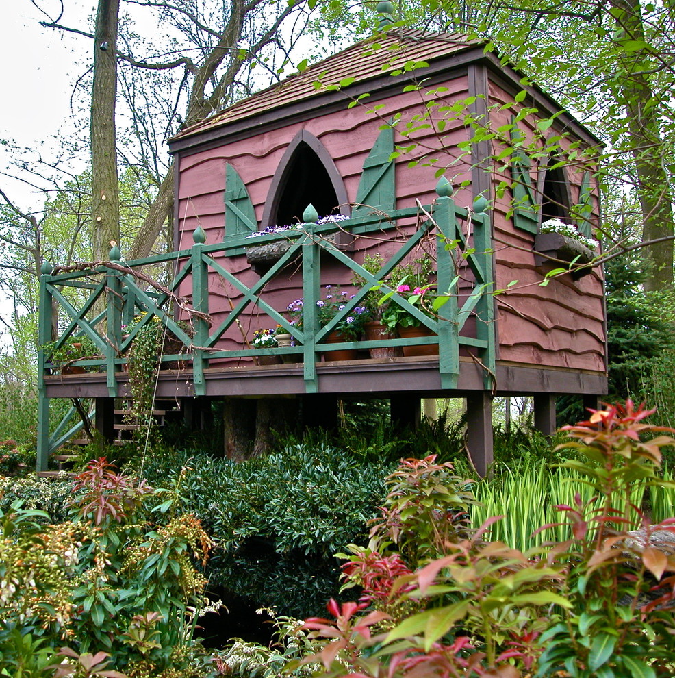 This is an example of an eclectic detached garden shed in New York.