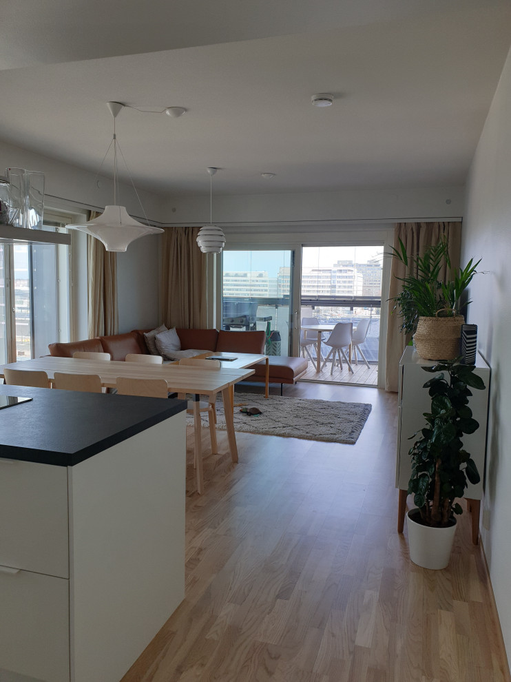 Гостиная с льняными шторами