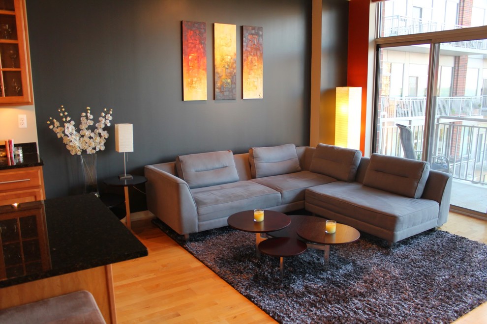 Modern "L" shape sectional sofa (dark grey/charcoal)