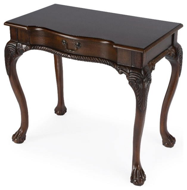 Bowery Hill Solid Wood Traditional Writing Desk in Cherry Finish