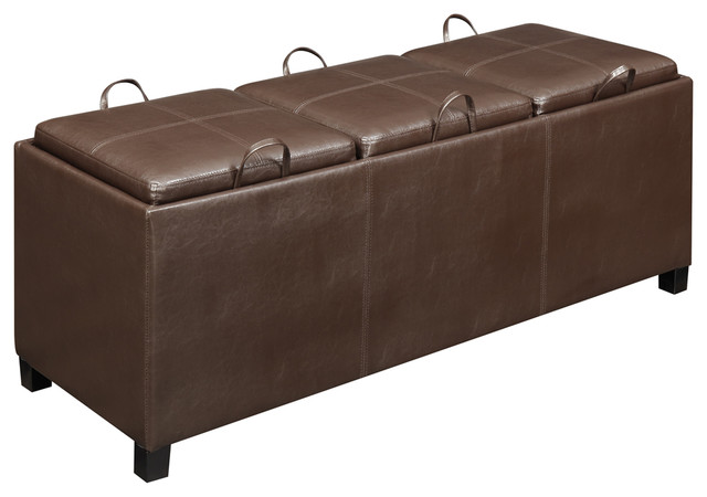 Tribeca Ottoman With 3 Tray Tops Espresso Transitional Tribeca Ottoman With 3 Tray Tops Espresso