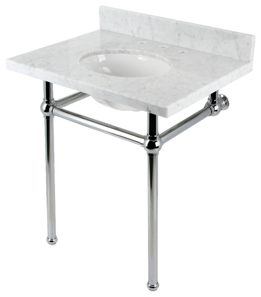 KVBH3022M81 30" Console Sink with Brass Legs (8-Inch, 3 Hole)