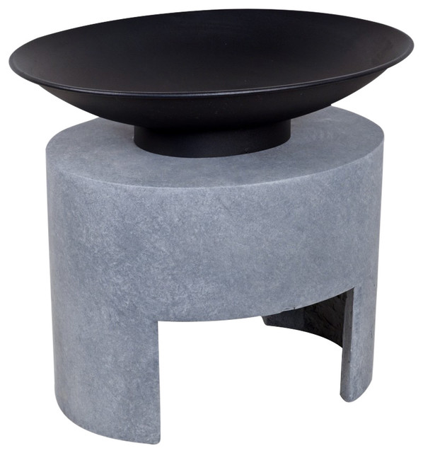 Iron Fire Bowl with Round Fibre Clay Console