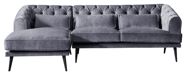 Earl Grey Chaise Sofa, Steel, 3 Seater, Left Hand Facing