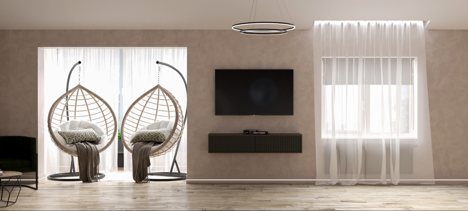 Современные оттенки серого и уютного дерева)