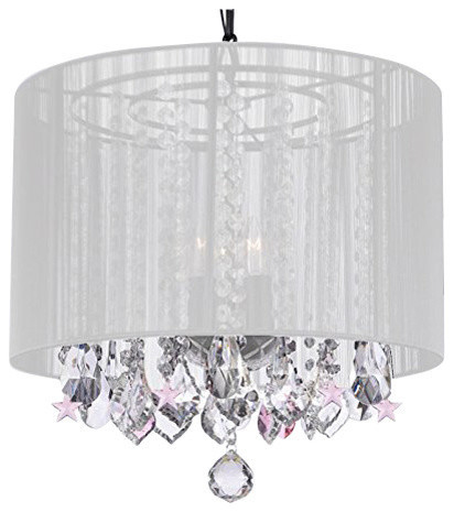 Crystal Chandelier Chandeliers With Large White Shade And Pink Crystal Chandelier Chandeliers With Large White Shade And Pink Stars Contemporary By Gallery