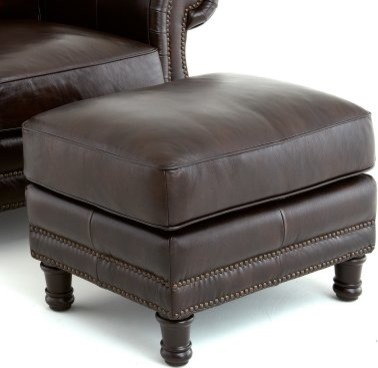 Steve Silver Chateau Leather Ottoman - Antique Chocolate Brown