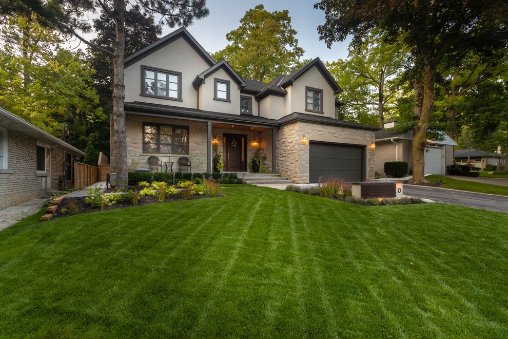 This is an example of a transitional front yard landscaping in Toronto.