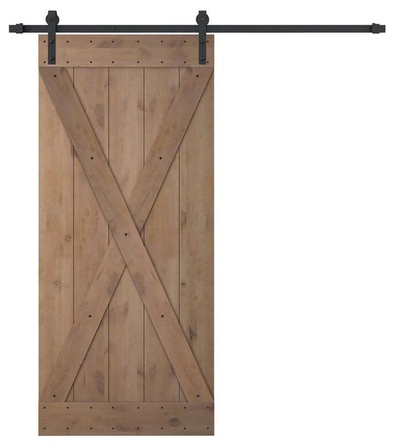 Knotty Alder Natural Primed Wood Barn Door With Antique Bronze Knotty Alder Natural Primed Wood Barn Door With Antique Bronze Sliding Hardware Rustic Interior Doors By 4easy Inc