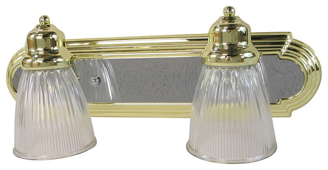 Clear Ribbed Glass Vanity Bath Wall, Polished Brass Vanity Lighting